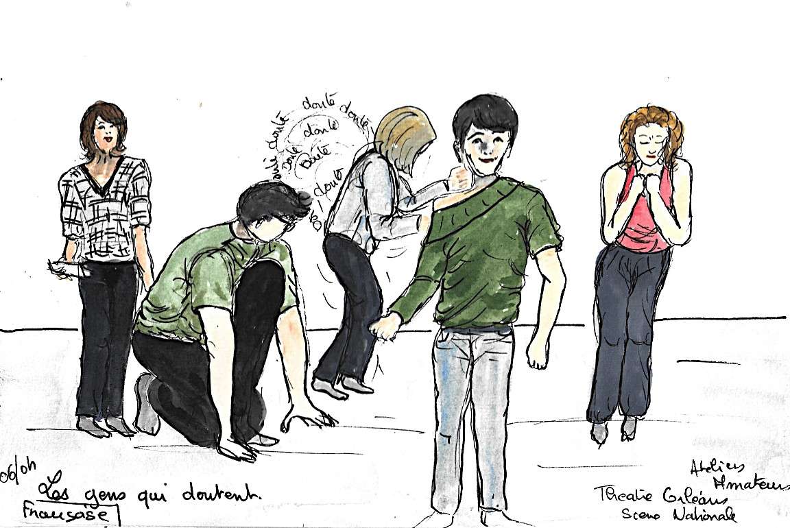 Croquis réalisé en live des participants au projet amateurs Les gens qui doutent
